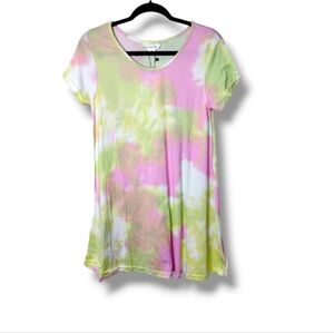 NWT Kiwi + Punch Pastel Tie-Dye UPF 50 T-Shirt Dress S | Super Soft Stretch